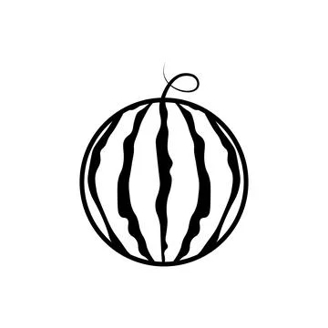 Watermelon fruit simple black icon. Vector EPS 10. Fresh summer illustration. Stock Illustration