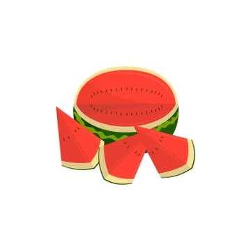 Watermelon Fruit Slice and pieces Illustration Ilustración de archivo