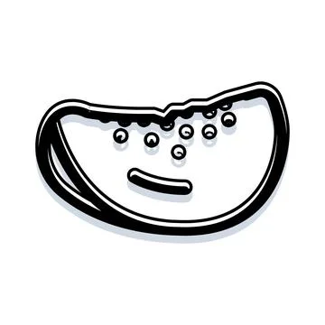 Watermelon fruit slice black outline drawing Stock Illustration