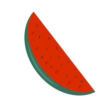 Watermelon fruit slice flat color art vector icon Stock Illustration