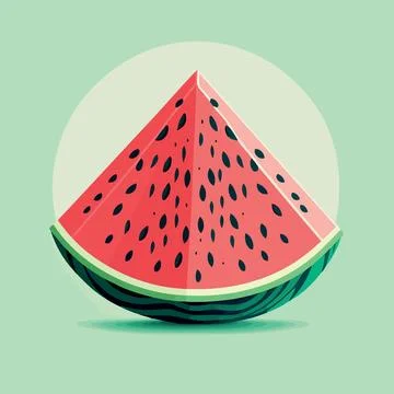 Watermelon fruit slice with green rind and red pith with black seeds Stock Illustration