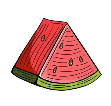 Watermelon fruit slice hand drawn engraved sketch drawing vector Stock Illustration