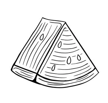 Watermelon fruit slice hand drawn engraved sketch drawing vector Stock Illustration