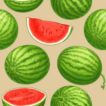 Watermelon fruit vector pattern Stock Illustration