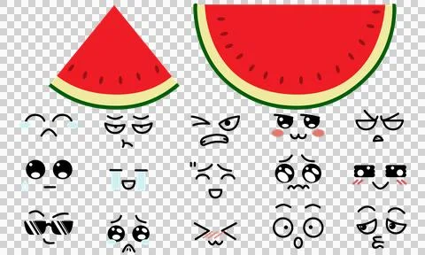 Watermelon with funny face Stock Illustration