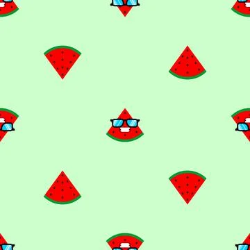 Watermelon with glasses pattern seamless. Watermelon cool background Stock Illustration