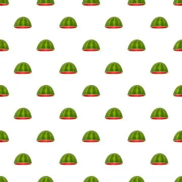 Watermelon half fruit repeat seamless pattern Stock Illustration
