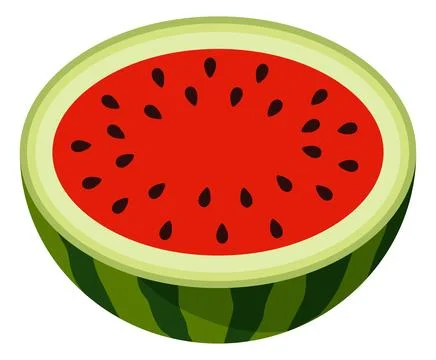 Watermelon Half Slice Fresh Fruit Illustration Stock Illustration