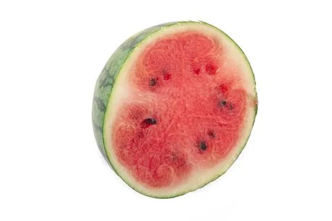 Watermelon half slice isolated on white background Stock Photos