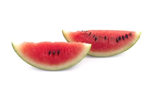 Watermelon half slice isolated on white background Stock Photos
