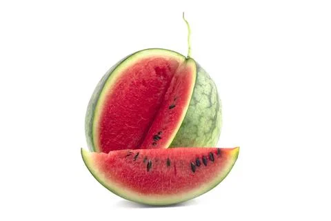 Watermelon half slice isolated on white background Stock Photos