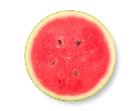 Watermelon half slice isolated on white background Stock Photos