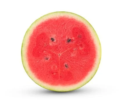 Watermelon half slice isolated on white background. Stock Photos