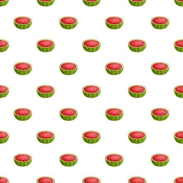 Watermelon halves creating a vibrant seamless pattern Stock Illustration
