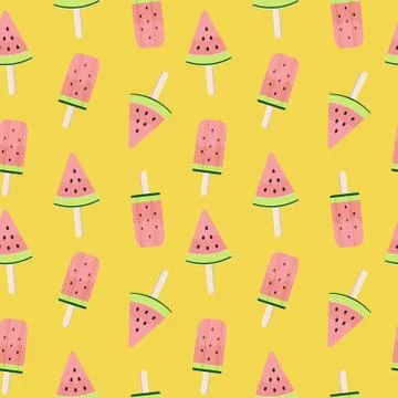 Watermelon Ice Cream Seamless Pattern Background  Illustration Stock Illustration