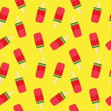 Watermelon Ice Cream Seamless Pattern Background  Illustration Stock Illustration