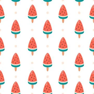 Watermelon ice cream seamless pattern. Ice lolly, fruit ice cream Иллюстрация