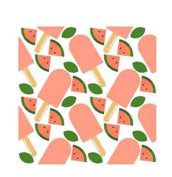 Watermelon ice cream seamless pattern Illustrazione stock