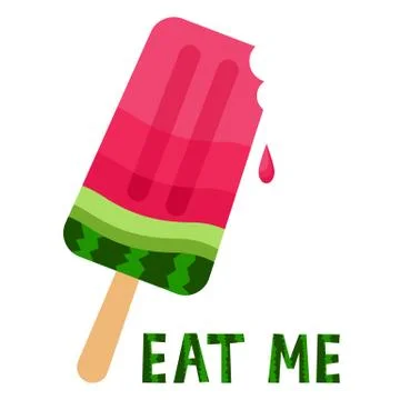 Watermelon ice cream vector icon with phrase. Frozen popsicle illustration. Stock Illustration
