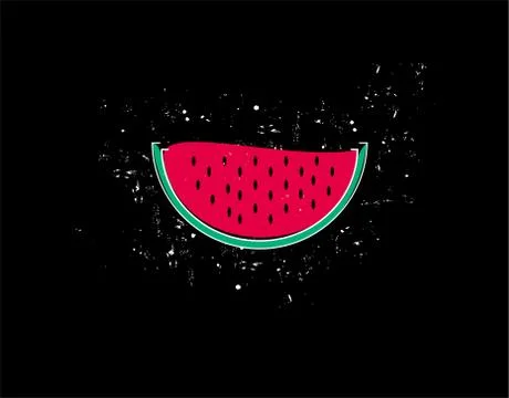 Watermelon icon on black background in vector illustration Stock Illustration