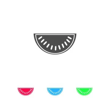 Watermelon icon flat. Stock Illustration