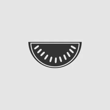 Watermelon icon flat. Stock Illustration