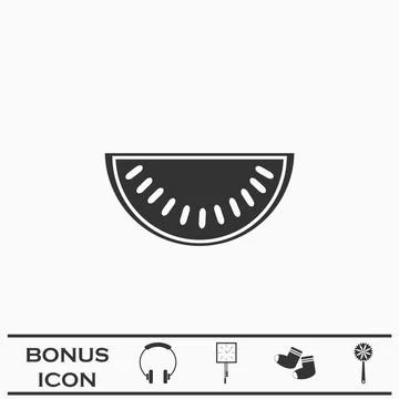 Watermelon icon flat. Stock Illustration