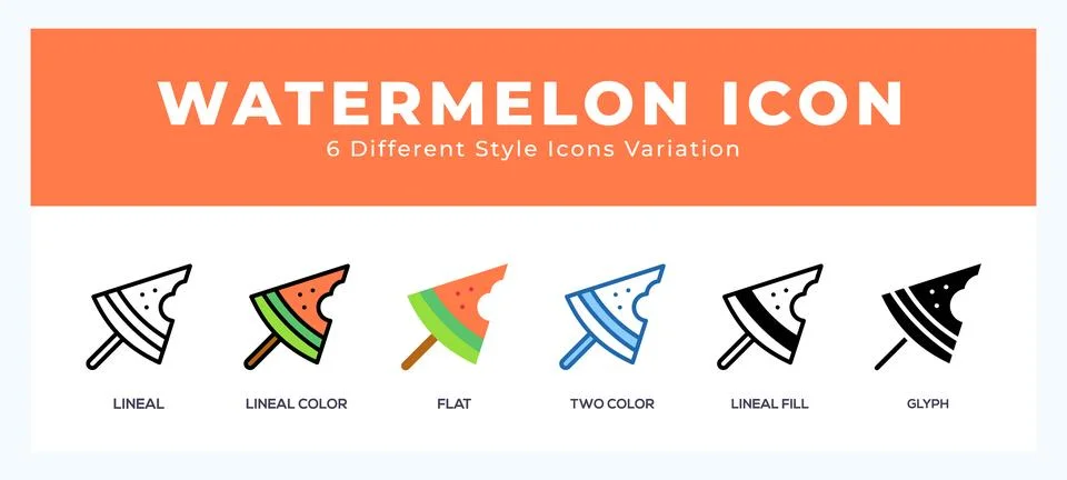 Watermelon icon illustration vector with different styles Stock Illustration