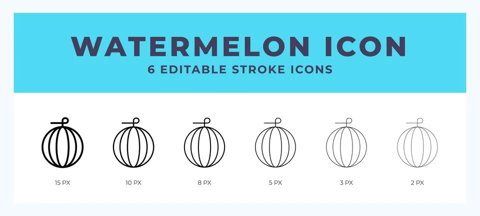 Watermelon icon in thin line. Bold line. Regular line. Editable stroke. 스톡 일러스트