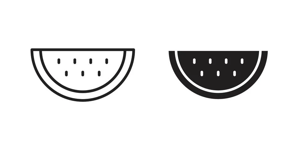Watermelon icon vector template set in black Stock Illustration