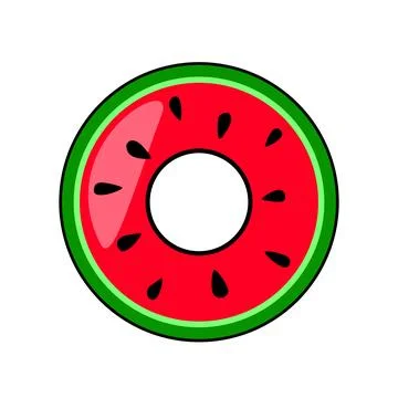 Watermelon inflatable ring for swimming pool or beach, vector Stock Illustration