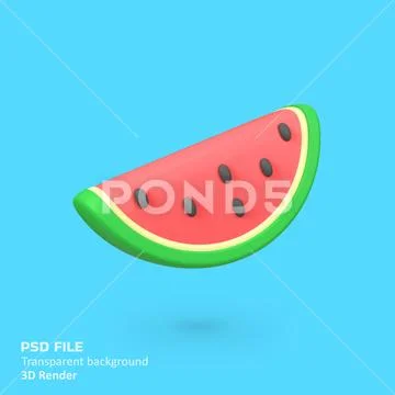 Watermelon isolated 3d render icon illustration PSD Template