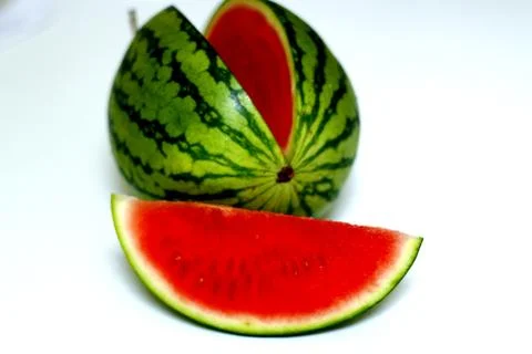 Watermelon isolated slice white background 2 Stockfoto's