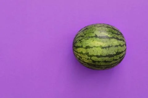 Watermelon isolated in violet background viewed from above Stock Photos