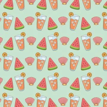 Watermelon with juice fruit and shell pattern Illustrazione stock