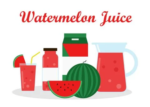 Watermelon Juice with pack template packaging design - vector illustration Stock Illustration