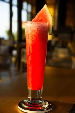 Watermelon juice on the table Stock Photos