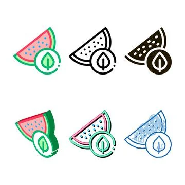 Watermelon leaf icon vector outline multipack Illustrazione stock