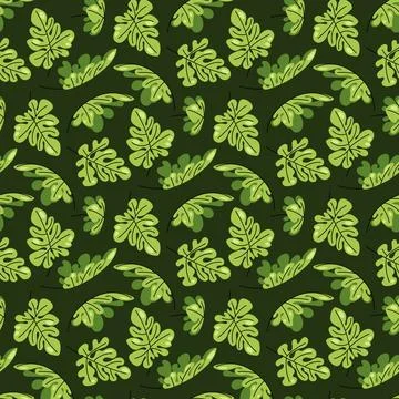 Watermelon Leaves Seamless Pattern. Flat Botanical Design with Vine and Folia Stock Illustration