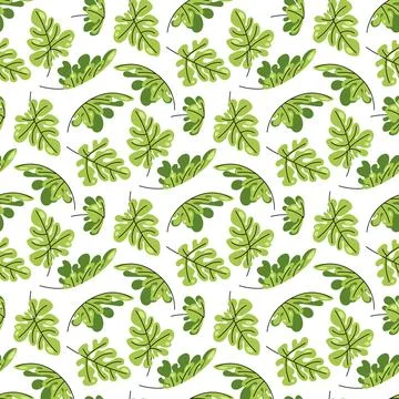Watermelon Leaves Seamless Pattern. Flat Botanical Design with Vine and Foliage Stock Illustration