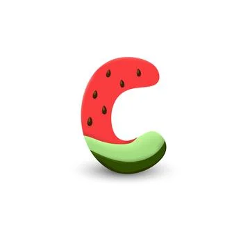Watermelon letter C 3d vector icon over white background Stock Illustration