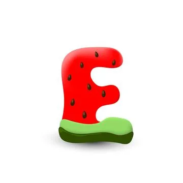 Watermelon letter E 3d vector icon over white background Stock Illustration