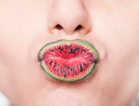 Watermelon lips Stock Photos