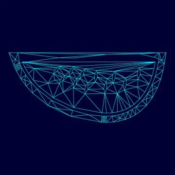 Watermelon low poly triangulation triangulated polygonal electric cyan blue v Stock Illustration