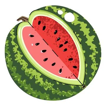 Watermelon with missing slice isolated on white. Flat design illustration o.. Stock Illustration