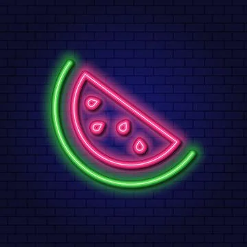 Watermelon Neon Element. Slice of Watermelon. Stock Illustration