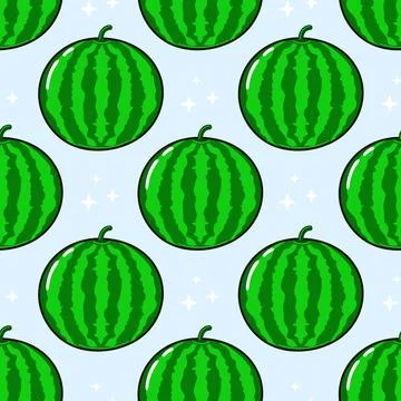 Watermelon pattern design with cute refreshing summer fruit Stock Illustration