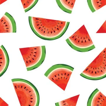 Watermelon pattern. Fruit juicy slice pieces Summer seamless texture. 库存插图