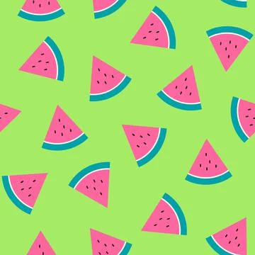 Watermelon pattern on green background Stock Illustration