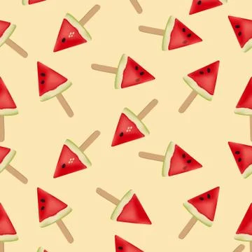 Watermelon pattern on a light pink background Stock Illustration